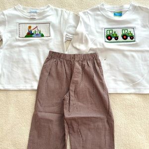 2 Velani Classics - Vive La Fete Smocked Shirts with matching pair of long pants
